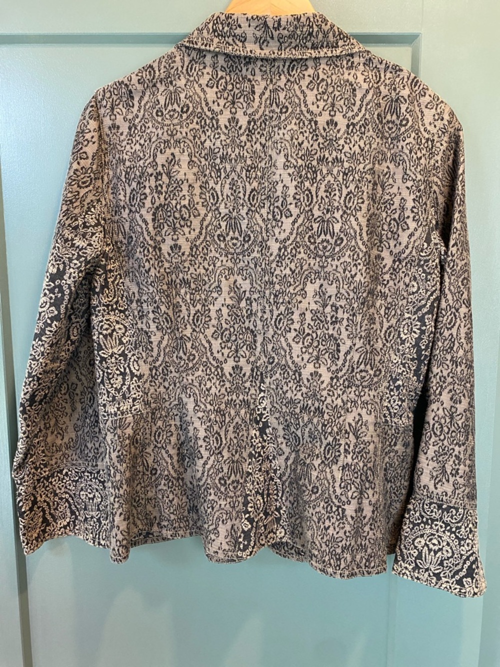 J. Jill Black and Cream Jacquard Button-Front Jacket - Picture 6 of 7